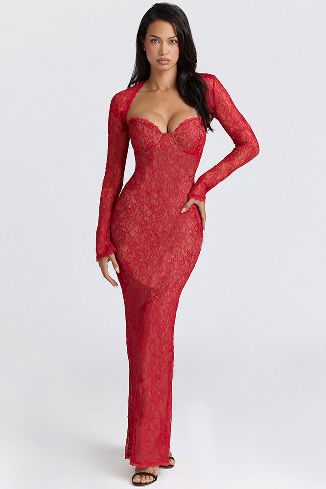 Gothic Lace Halter Maxi Dress