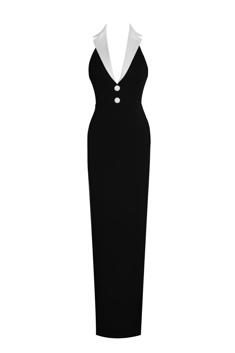 Raelyn Black And White Business Casual Maxi Dress 备份