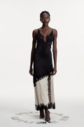 Bess Lace Plunge Satin Maxi Dress