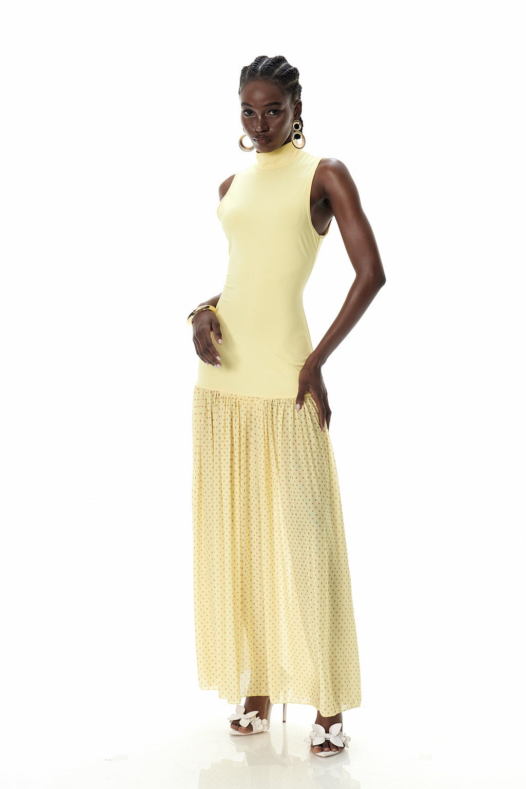 Cressida Sleeveless Dot Maxi Dress