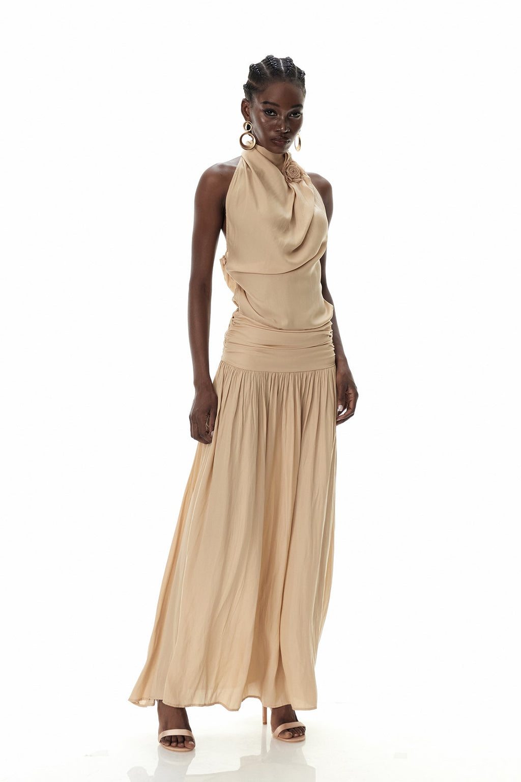 Crispian Flower Ruch Maxi Dress