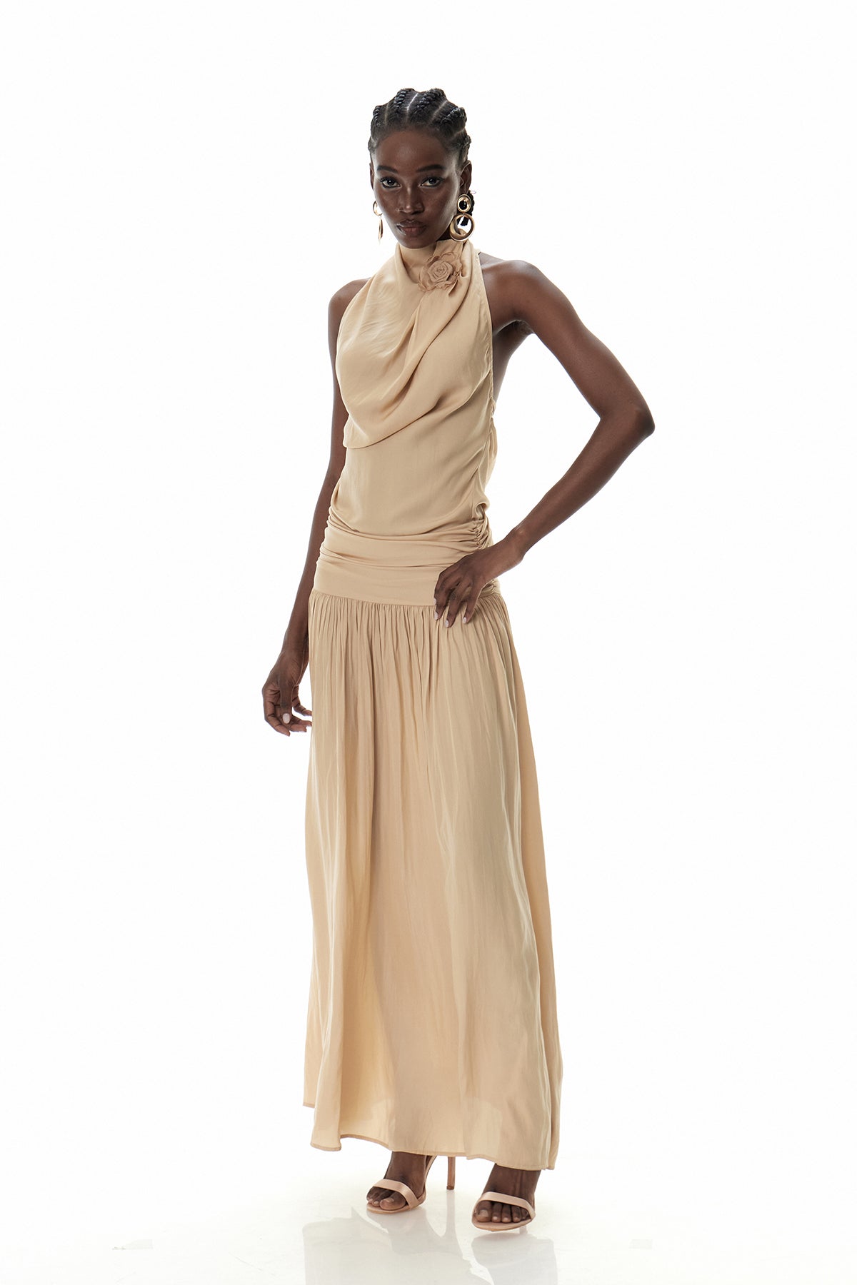Crispian Flower Ruch Maxi Dress