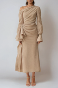Deitra Asymmetric Ruch Maxi Dress