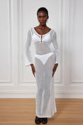 Lana Knit Cutout Plunge Maxi Dress In White