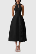 Zion Sleeveless Ruch Deconstruct  Maxi Dress In Black